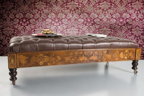 Stunning 19th Century Country House  Dutch Marquetry Centre Stool