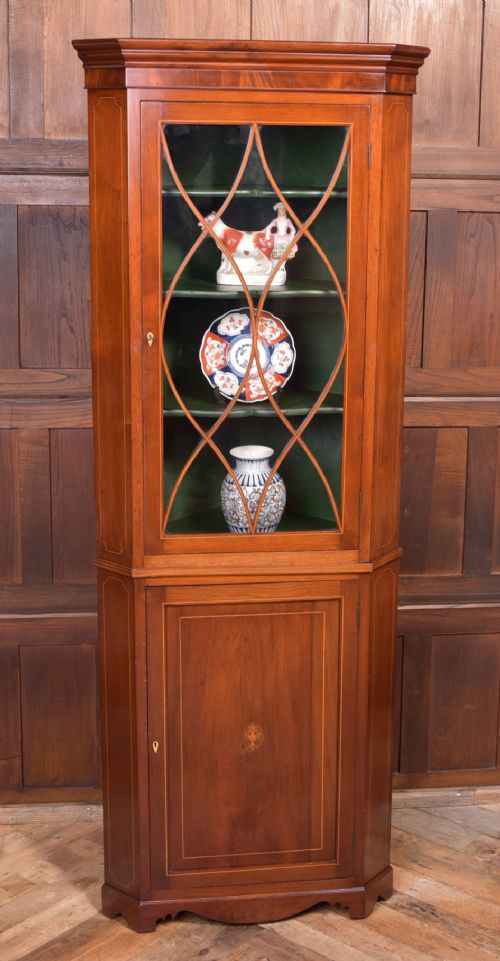 19th Century Inlaid Mahogany Double Corner Cabinet