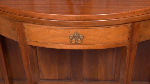 EDWARDIAN MAHOGANY FOLD OVER DEMI LUNE TEA TABLE - ADDITIONAL PHOTO 2