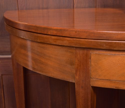 EDWARDIAN MAHOGANY FOLD OVER DEMI LUNE TEA TABLE - ADDITIONAL PHOTO 4