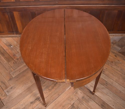 EDWARDIAN MAHOGANY FOLD OVER DEMI LUNE TEA TABLE - ADDITIONAL PHOTO 8