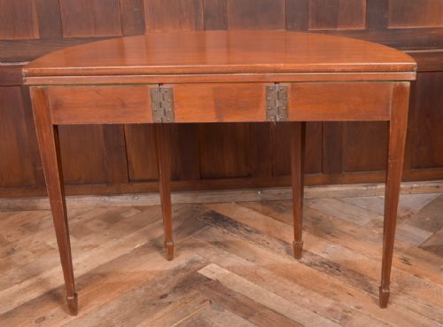 EDWARDIAN MAHOGANY FOLD OVER DEMI LUNE TEA TABLE - ADDITIONAL PHOTO 11