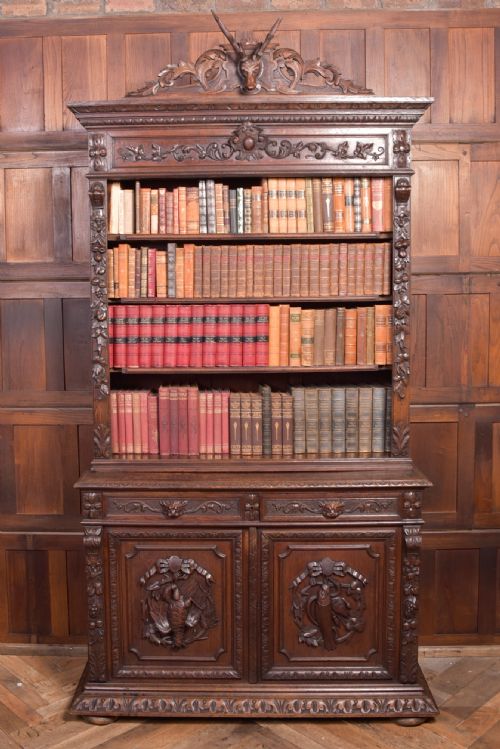 Outstanding Carved Victorian Bookcase