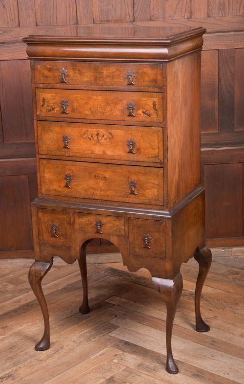 Edwardian Burr Walnut Chest on Stand