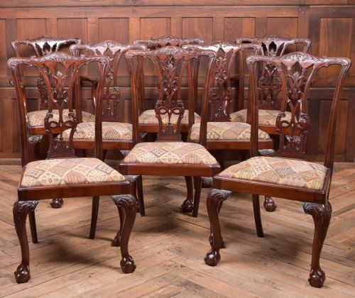 Fantastic Set of 8 Edwardian Mahogany Chippendale Style Chairs