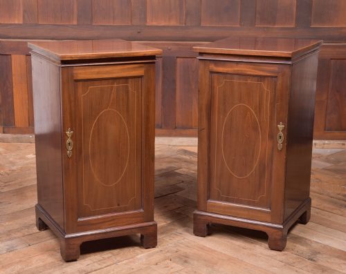 Pair of Edwardian Inlaid Mahogany Bedside Cabinets