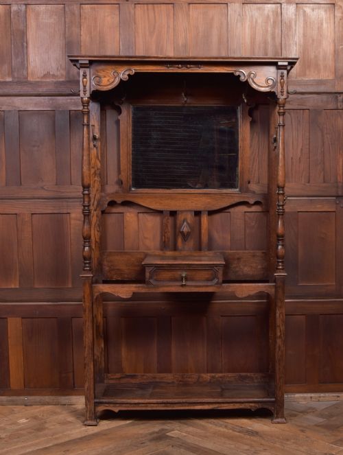 Edwardian Carved Oak Hall Stand