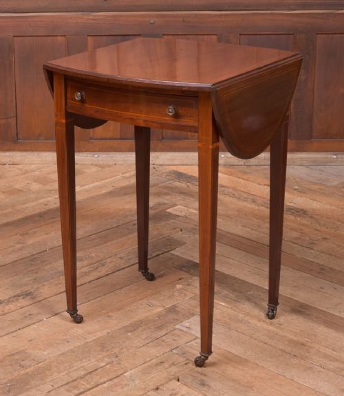 Elegant Edwardian Inlaid Mahogany Drop Leaf Occasional Table