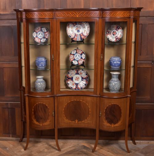 Stunning Quality Edwardian Marquetry Display Cabinet