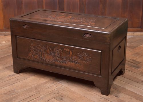 Edwardian Carved Camphor Wood Storage Box