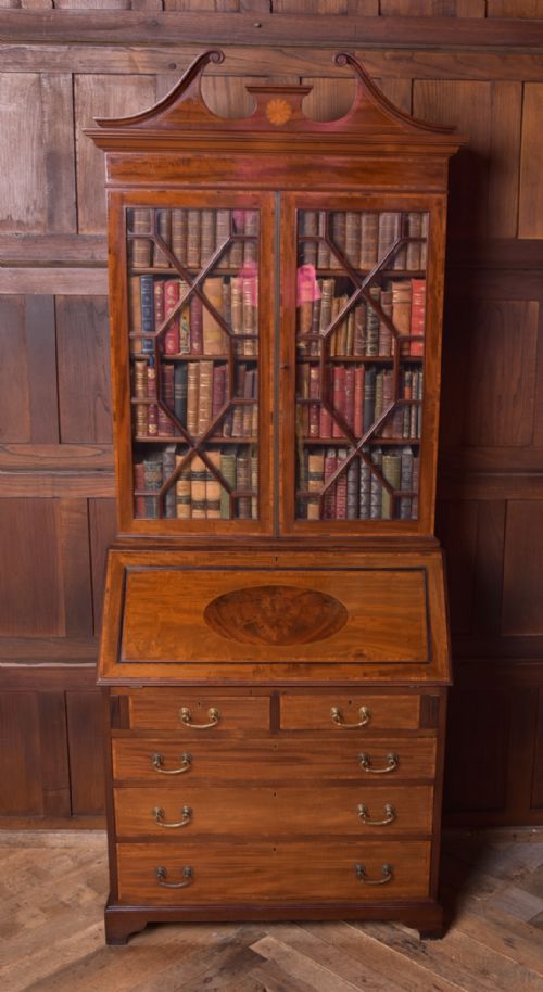 Fantastic Edwardian Inlaid Mahogany Bureau Bookcase