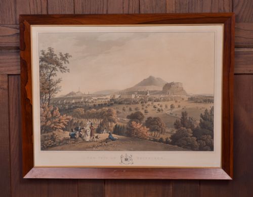 Edwardian Framed Coloured Engraving of Edinburgh