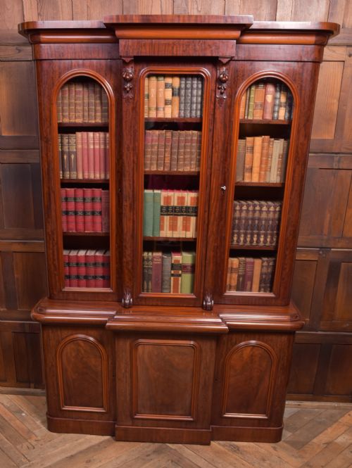 VICTORIAN MAHOGANY BREAKFRONT BOOKCASE - ADDITIONAL PHOTO 3