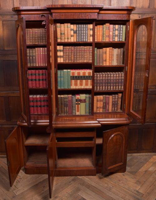 VICTORIAN MAHOGANY BREAKFRONT BOOKCASE - ADDITIONAL PHOTO 14
