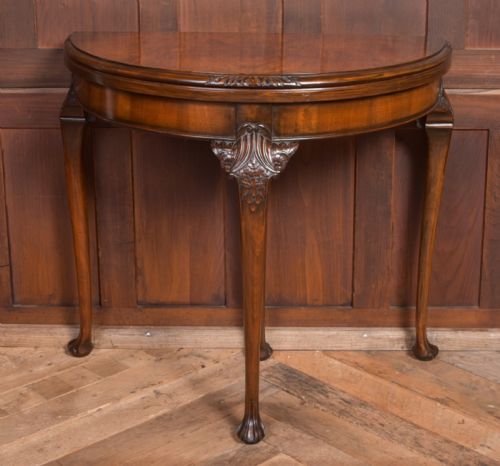 Edwardian Walnut Fold Over Card Table