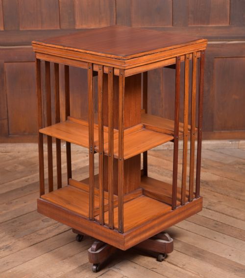 Edwardian Mahogany Inlaid Revolving Bookcase
