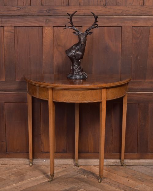 Edwardian Walnut Demi Lune Fold Over Tea Table