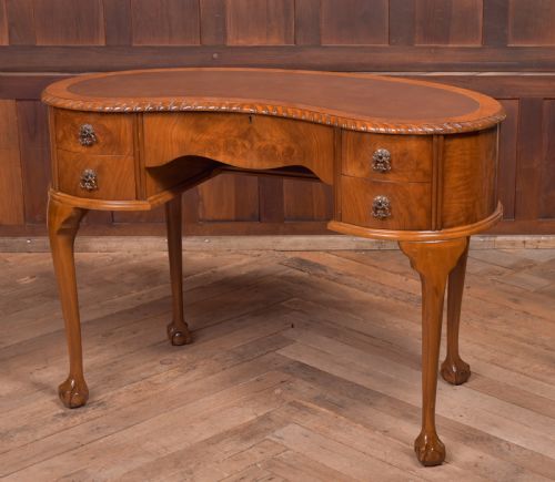 Edwardian Walnut Kidney Shaped Desk