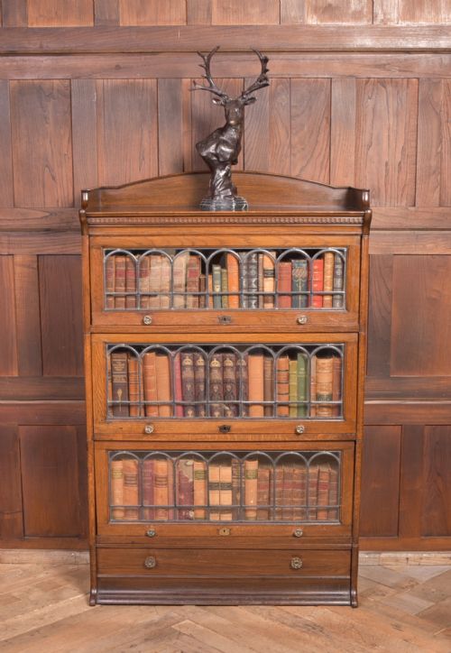 Edwardian Oak Lebus 3 Sectional Bookcase