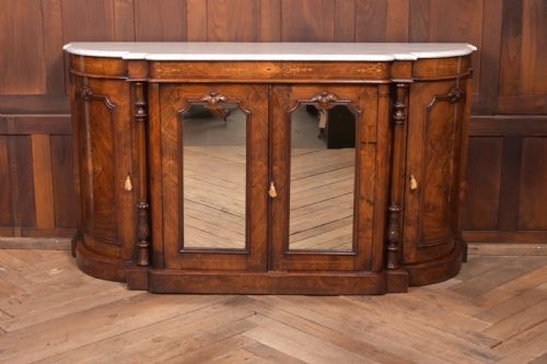 Victorian Walnut Marble Top Credenza