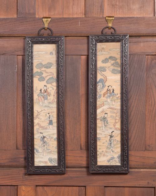 Pair of Chinese Painted Silks