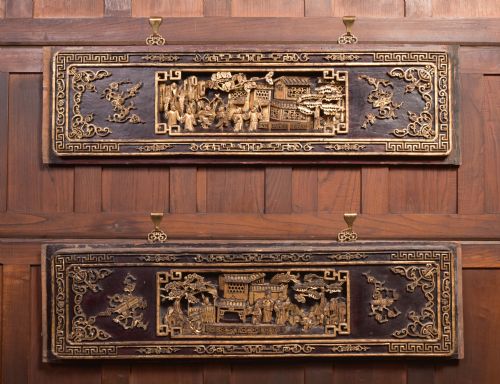Pair of Chinese Hardwood Panels