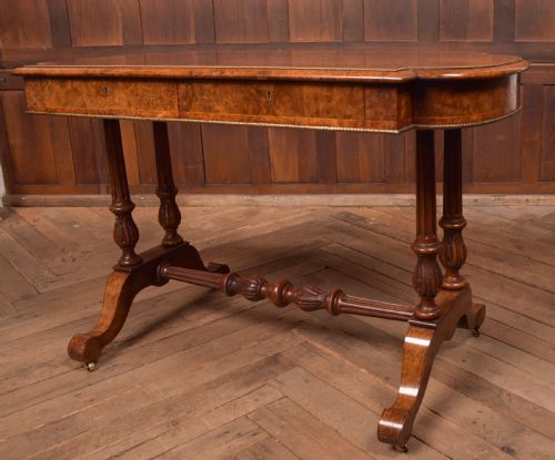 VICTORIAN BURR WALNUT LIBRARY TABLE - ADDITIONAL PHOTO 3