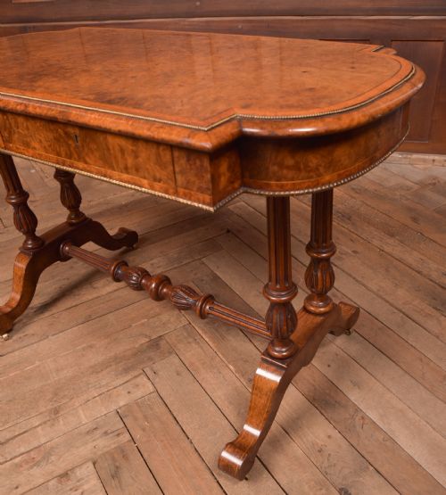 VICTORIAN BURR WALNUT LIBRARY TABLE - ADDITIONAL PHOTO 6