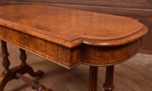VICTORIAN BURR WALNUT LIBRARY TABLE - ADDITIONAL PHOTO 7