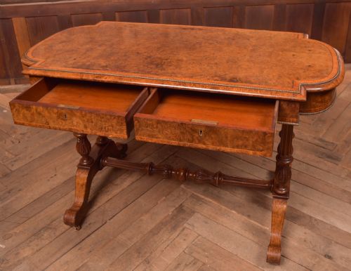 VICTORIAN BURR WALNUT LIBRARY TABLE - ADDITIONAL PHOTO 8