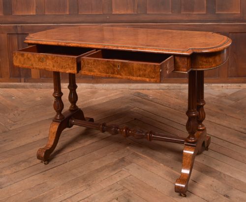 VICTORIAN BURR WALNUT LIBRARY TABLE - ADDITIONAL PHOTO 9