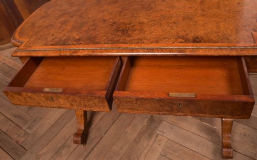VICTORIAN BURR WALNUT LIBRARY TABLE - ADDITIONAL PHOTO 10