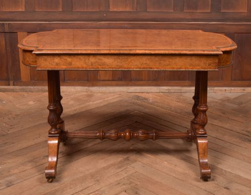 VICTORIAN BURR WALNUT LIBRARY TABLE - ADDITIONAL PHOTO 13