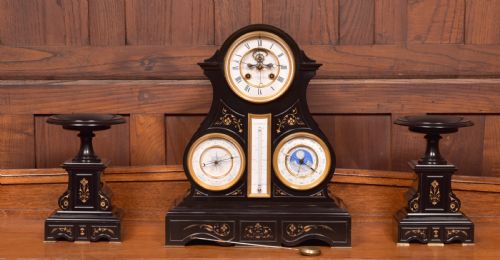 French 3pc Clock Set by Le Roy Et Fils of Paris