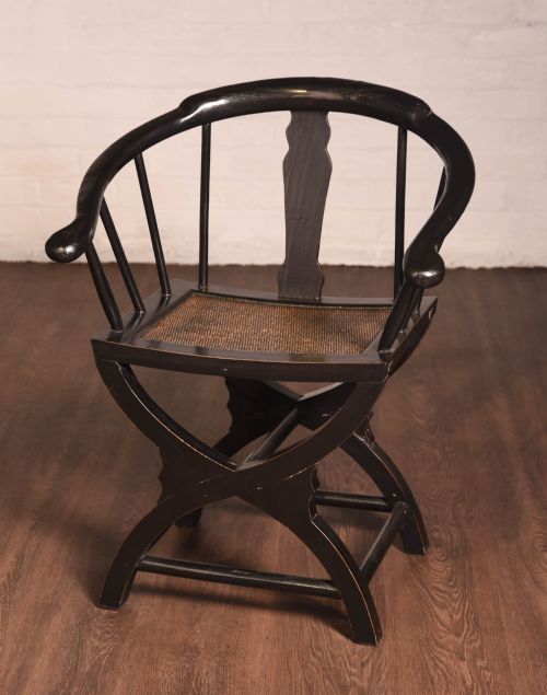 Chinese Black Lacquered Arm Chair