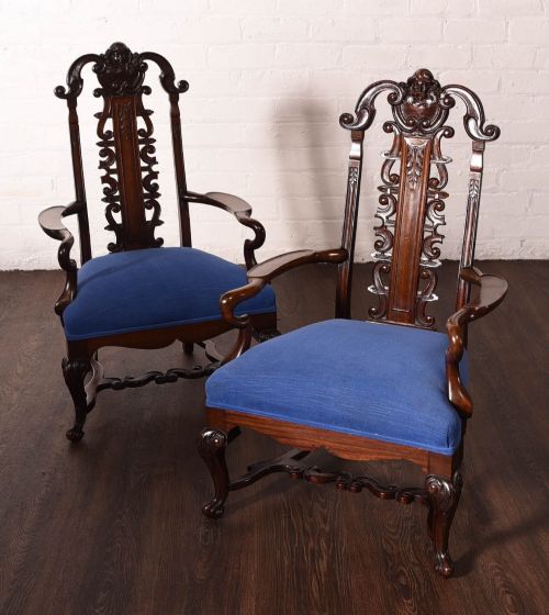 Pair Of Dutch Mahogany Low Arm Chairs 