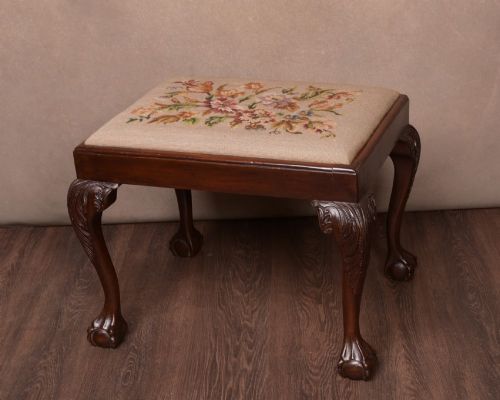 Edwardian Mahogany Upholstered Stool
