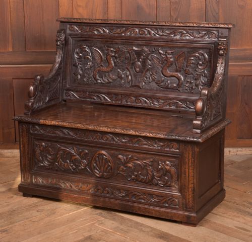 Victorian Oak Hall Bench