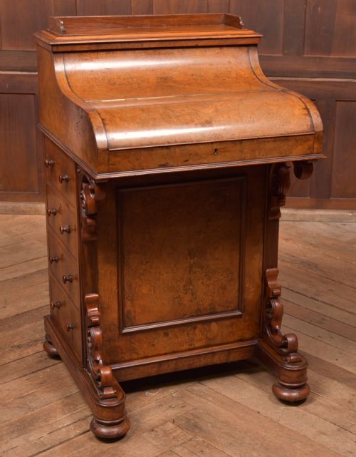 Victorian Burr Walnut Piano Top Pop Up Davenport