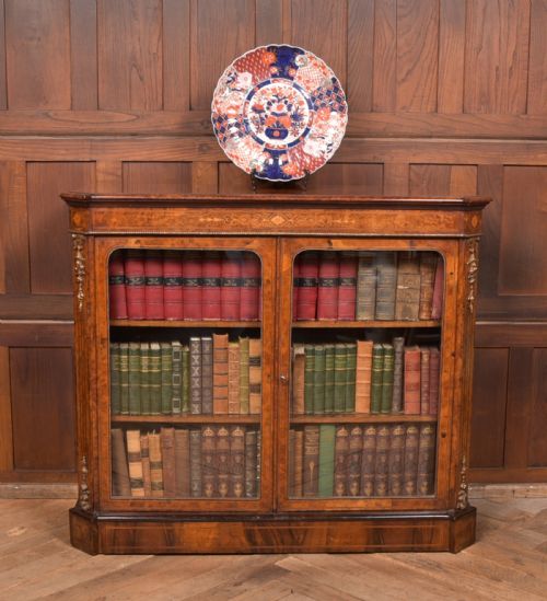 Victorian Walnut Bookcase / Display Cabinet