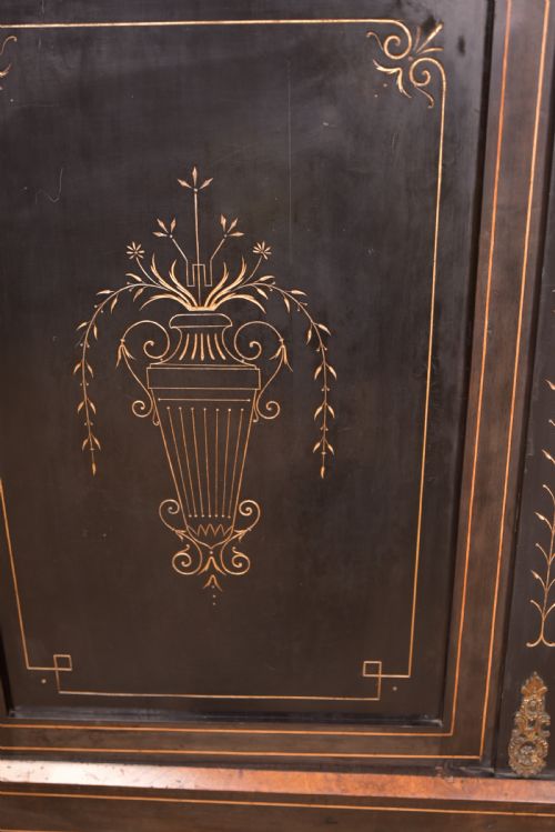 VICTORIAN EBONIZED BREAKFRONT CREDENZA DISPLAY CABINET - ADDITIONAL PHOTO 4