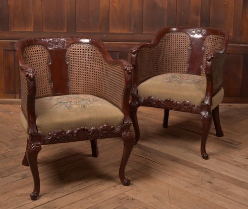 Victorian Mahogany Bergere Armchairs