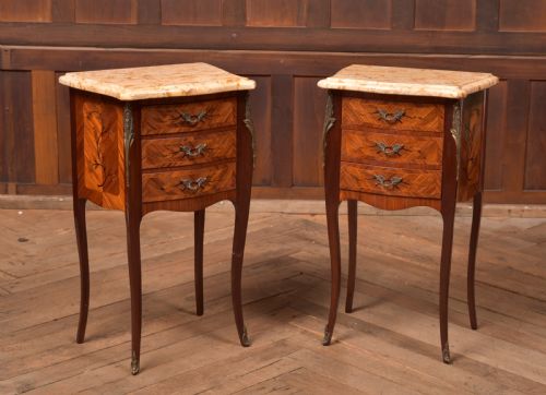 Mahogany Marquetry Bedside Cabinets/ Drawers