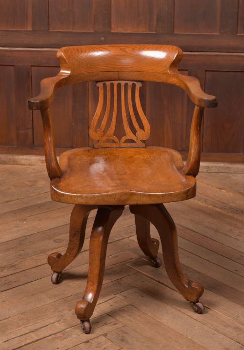 Edwardian Oak Revolving Desk Chair