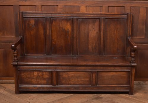 19th Century Oak Bench/ Hall Seat/ Settle