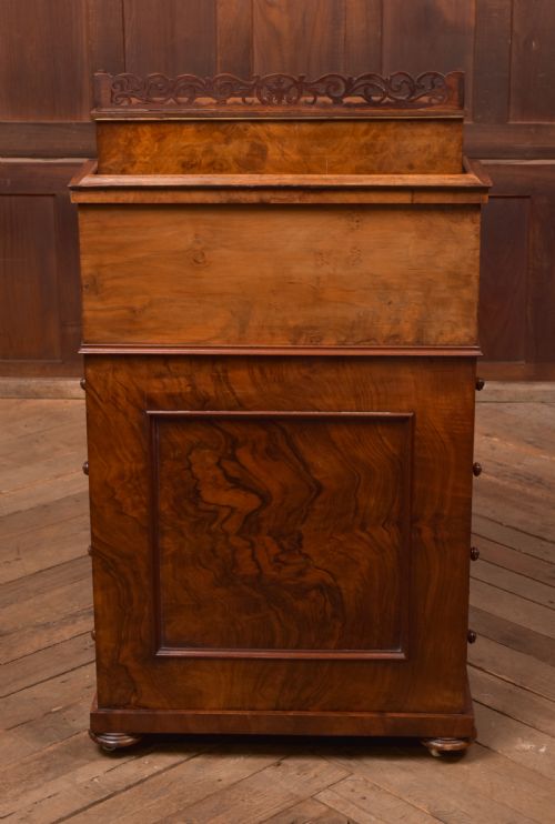 VICTORIAN BURR WALNUT PIANO TOP DAVENPORT - ADDITIONAL PHOTO 6
