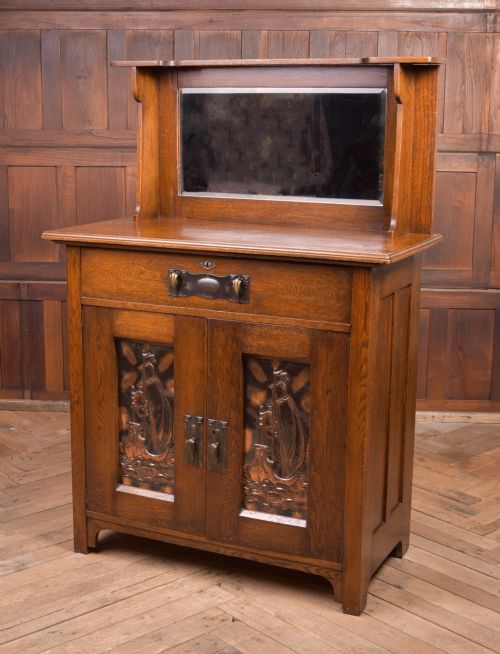 Arts & Crafts Oak Mirror Back Sideboard