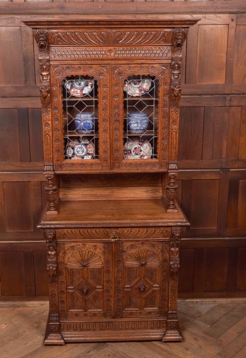 Continental Carved Oak Bookcase
