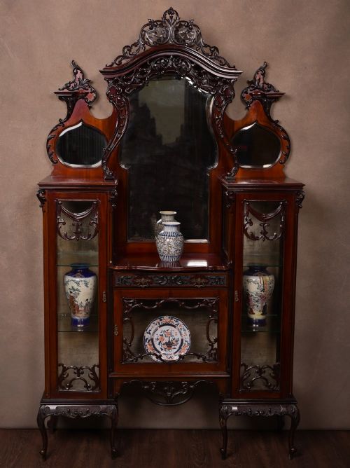 Edwardian Mahogany Mirror Back Display Cabinet