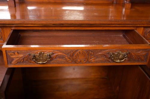 EDWARDIAN WALNUT MIRROR BACK SIDEBOARD DISPLAY CABINET - ADDITIONAL PHOTO 12